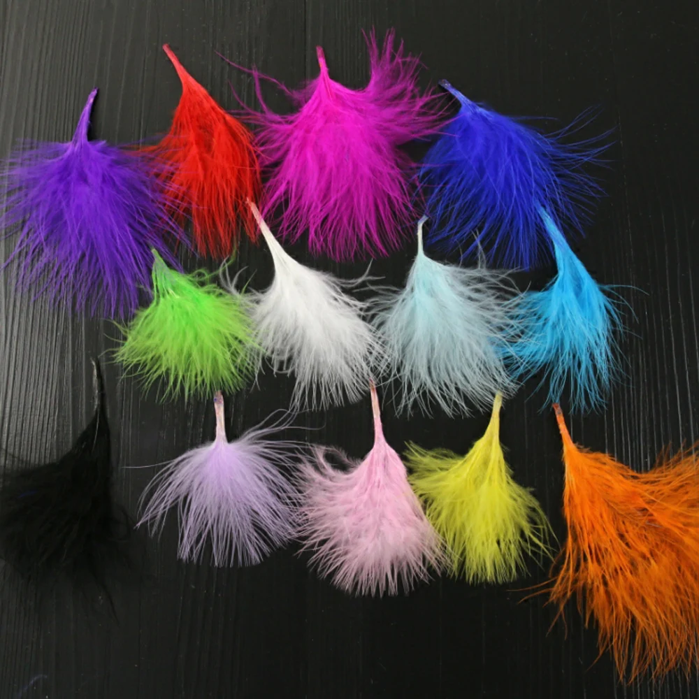 50Pcs/Lot! 6-10CM Multicolor BLOOD QUILL TURKEY MARABOU FEATHERS,Loose Plumas Decorativas,Fly Tying Materials