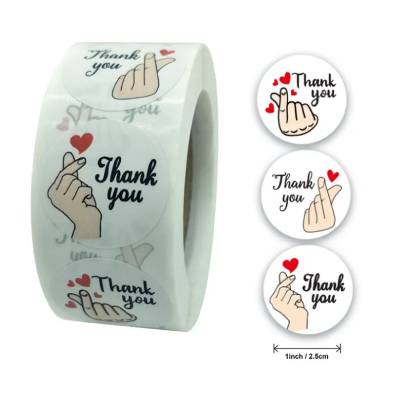 500piece per roll 1inch hand heart thank your got great taste love wedding decoration sticker label packaging box DIY 25mm