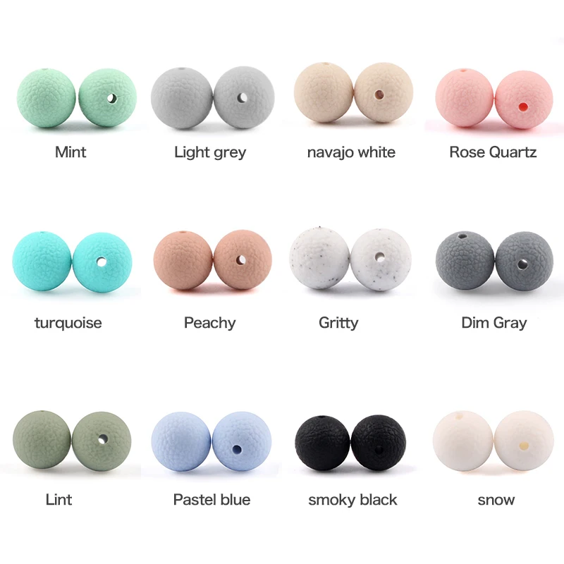 LOFCA 10pcs/lot 15mm silicone leather look beads  Silicone Leatherette look beads Baby Teething Beads DIY Chewable Teething