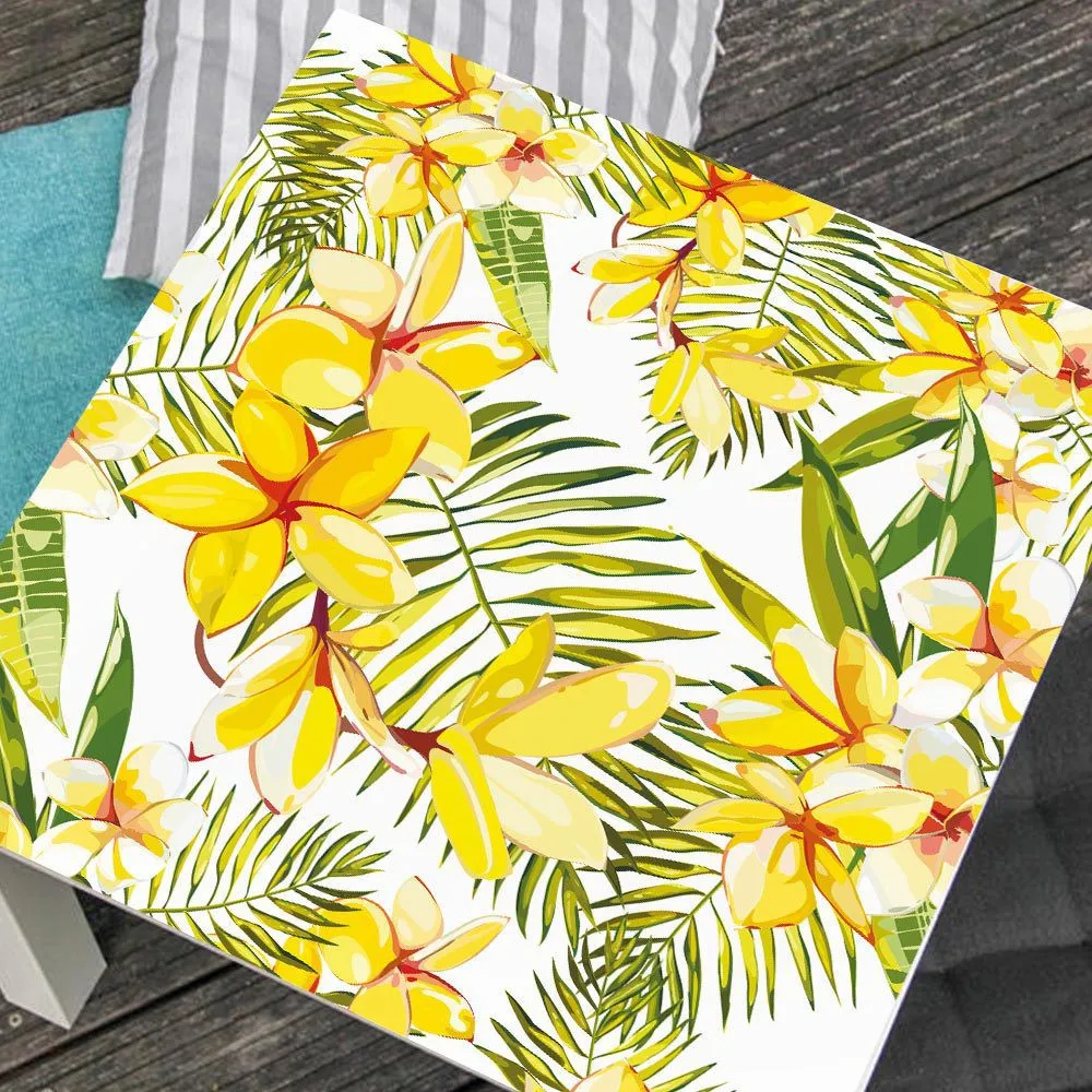 PVC Tropical Flowers Triangle Tile Tablecloth Cantact Paper Waterproof Self Adhesive Table Stickers For Kitchen Dining Room