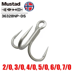 Mustad Norway Origin Fishing Hook Top Quality High Carbon Steel Treble Hook Barbed Hook, 2/0 -7/0# ,36328NP-DS