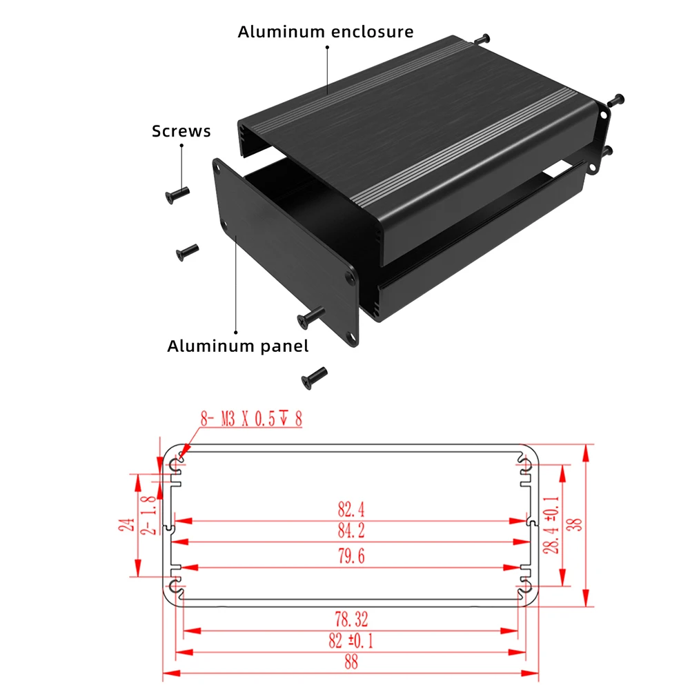 PCB Instrument Box Elektrischen Draht Stecker Outlet Gehäuse Aluminium Projekt Fall H10 88*38mm
