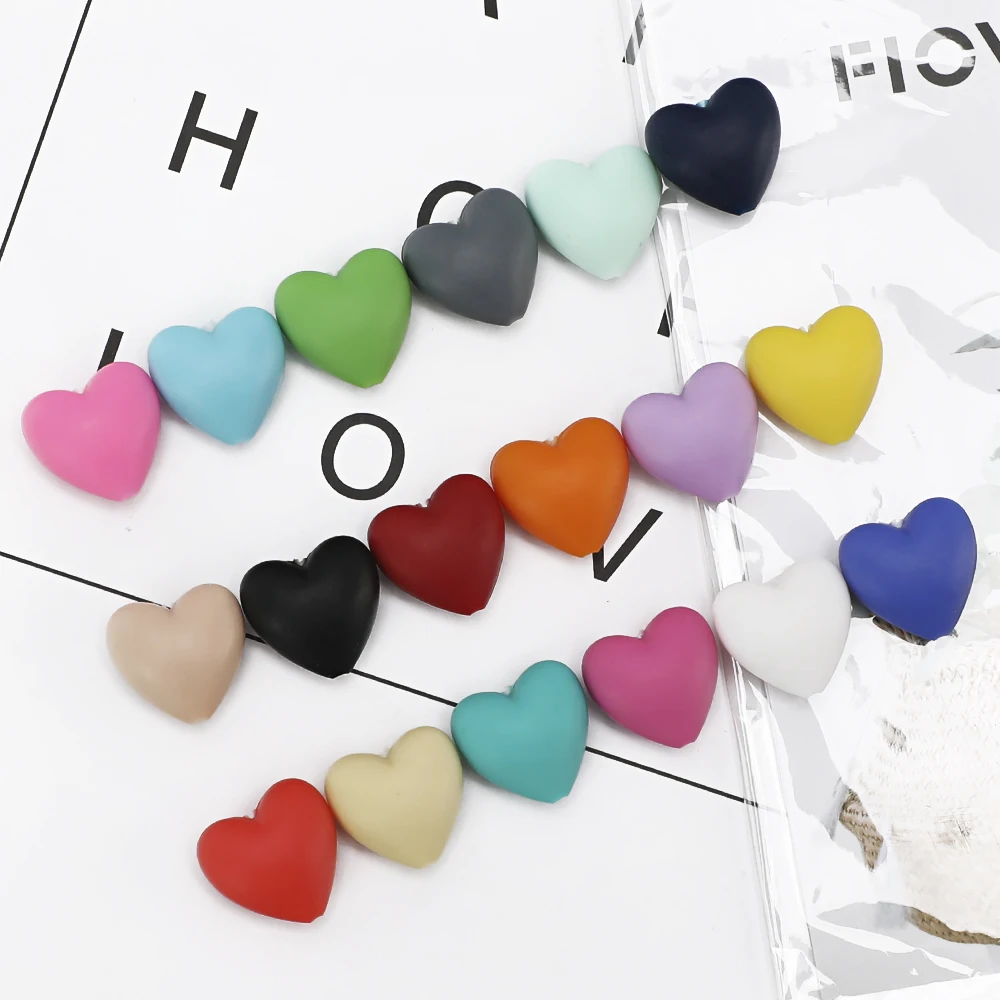 TYRY.HU 20pc Food Grade Baby Silicone Heart Beads BPA Free Baby Teething Beads DIY Toy For Pacifier Chain Baby Rattle Beads