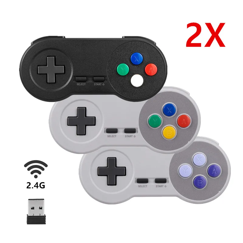 

2Pcs Wireless 2.4G Joystick For PC Windows 7/8/10 PC MAC Computer For Snes USB PC Gamepad Gaming For Nes Controller Game Joypad