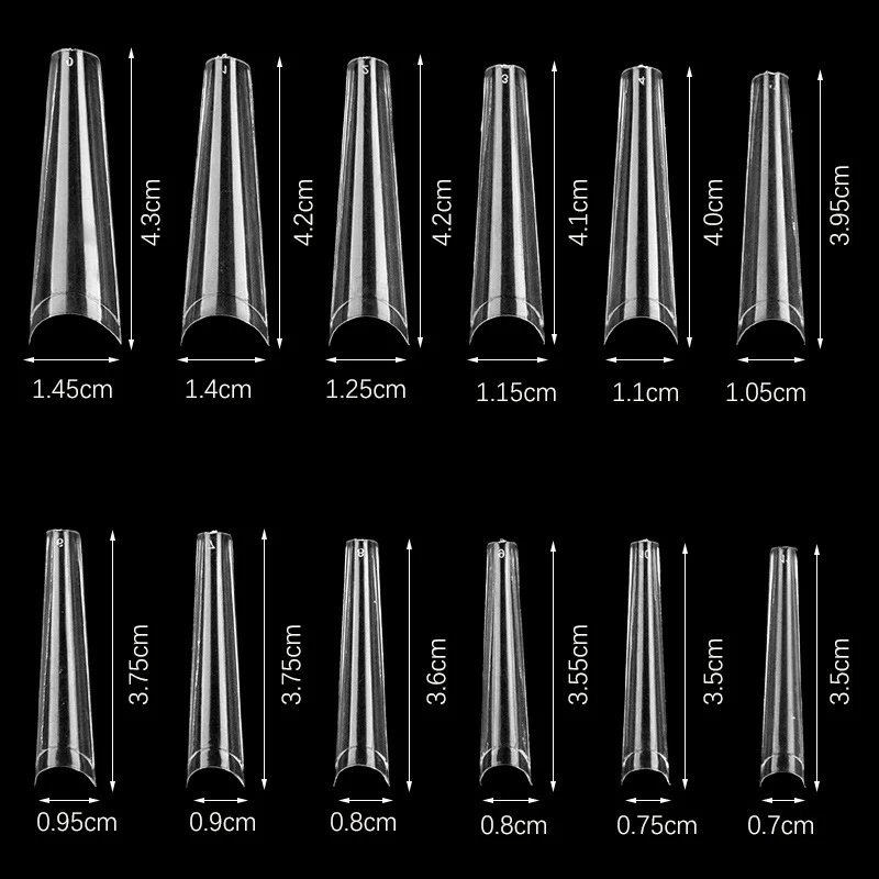 120/600pcs Press on False Nails XXL Long Coffin Clear Stiletto False Nails Tips Full/Half Cover DIY Acrylic Fake Nails 12 Sizes