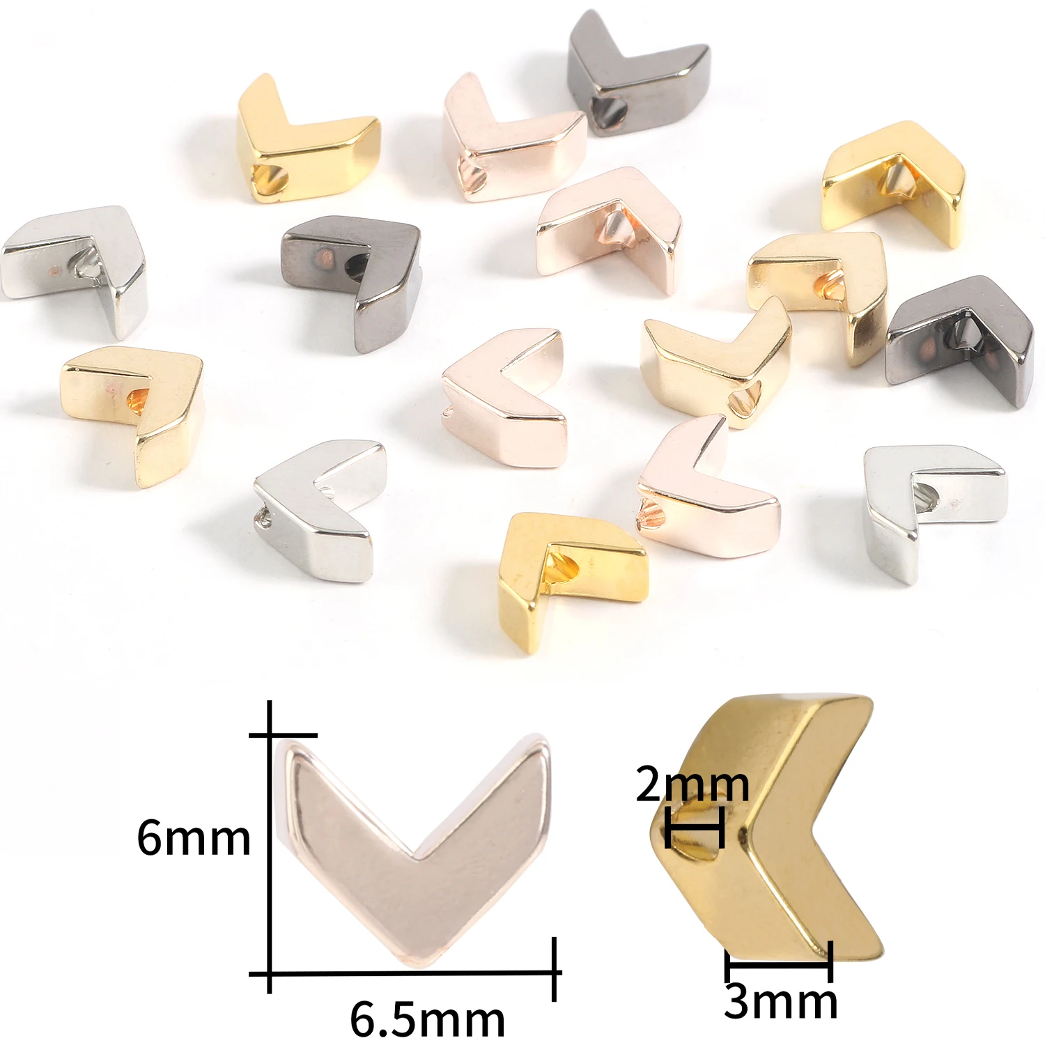 10Pcs/Lot 6mm Arrow Gold Silver Color Loose Spacer Copper Beads DIY Bracelet Pendant Beaded Jewelry Making Findings Charm Beads