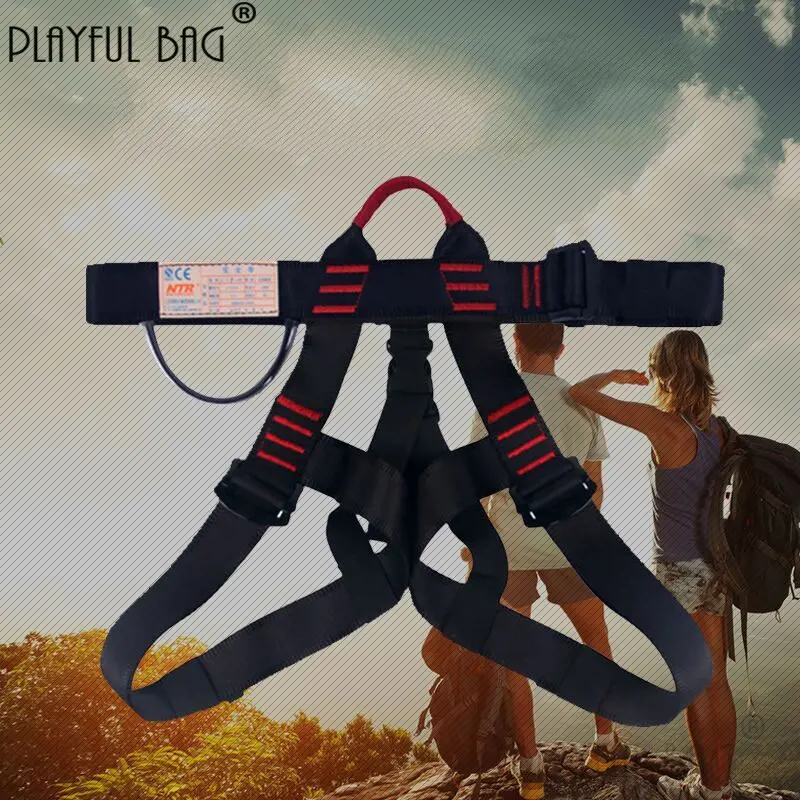 

Playful bag All black half-body safety belt for rock climbing Outdoor downhill safety belt High-strength polyester ZL150