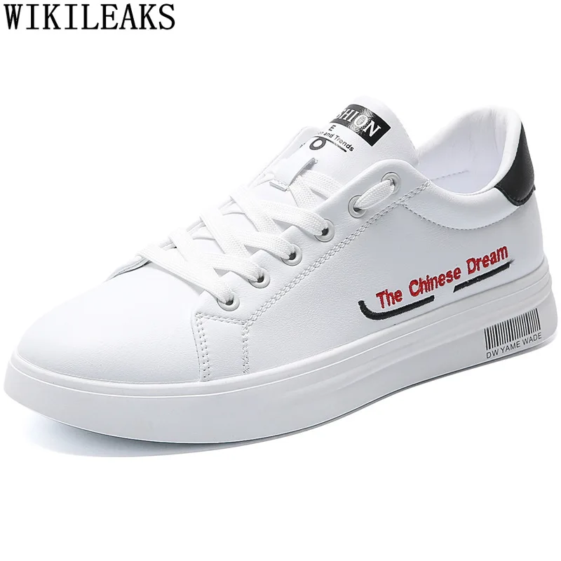 

Кроссовки мужские на платформе, кожаные, повседневная спортивная обувь, плоская подошва, модные белые, 2024