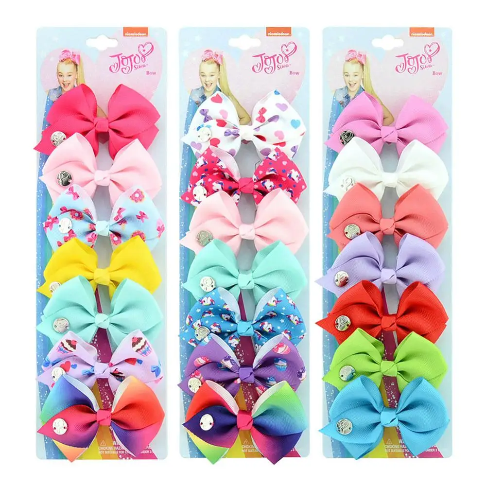 6-7pcs/Set JOJO Siwa Printed Rainbow Mermaid Unicorn Hair Bows Baby Girl Boutique JOJO Clip Hair Clip Hairgrips Hair Accessories