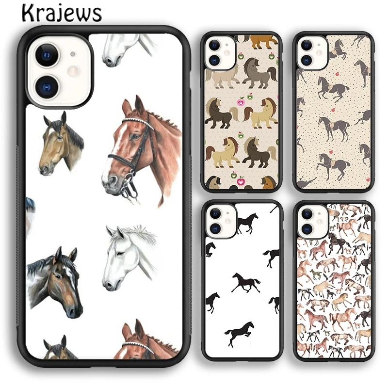 Krajews Horses Pattern collage Phone Case Cover For iPhone 15 SE2020 14 6 7 8 plus XR XS 11 12 13 pro max coque Shell Fundas