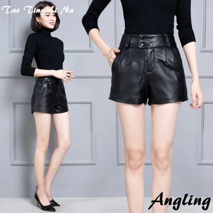 

Top brand New 2020 Women Real Genuine Sheep Leather Shorts KS75 high quality