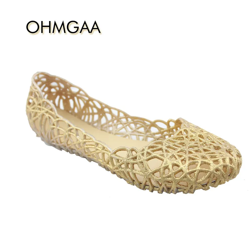 Women Summer Jelly Sandals Slippers Female Casual Breathable Comfort Shoe Ladies Hollow Flat Crystal Bird's Nest Flat Shoes