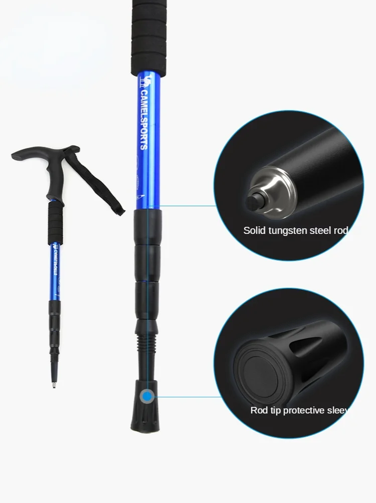 OutdoorAlpenstock Cane Carbon Fiber Climbing Hiking Equipment Ultra Light Multifunctional Telescopic Walking Stick Walking Stick