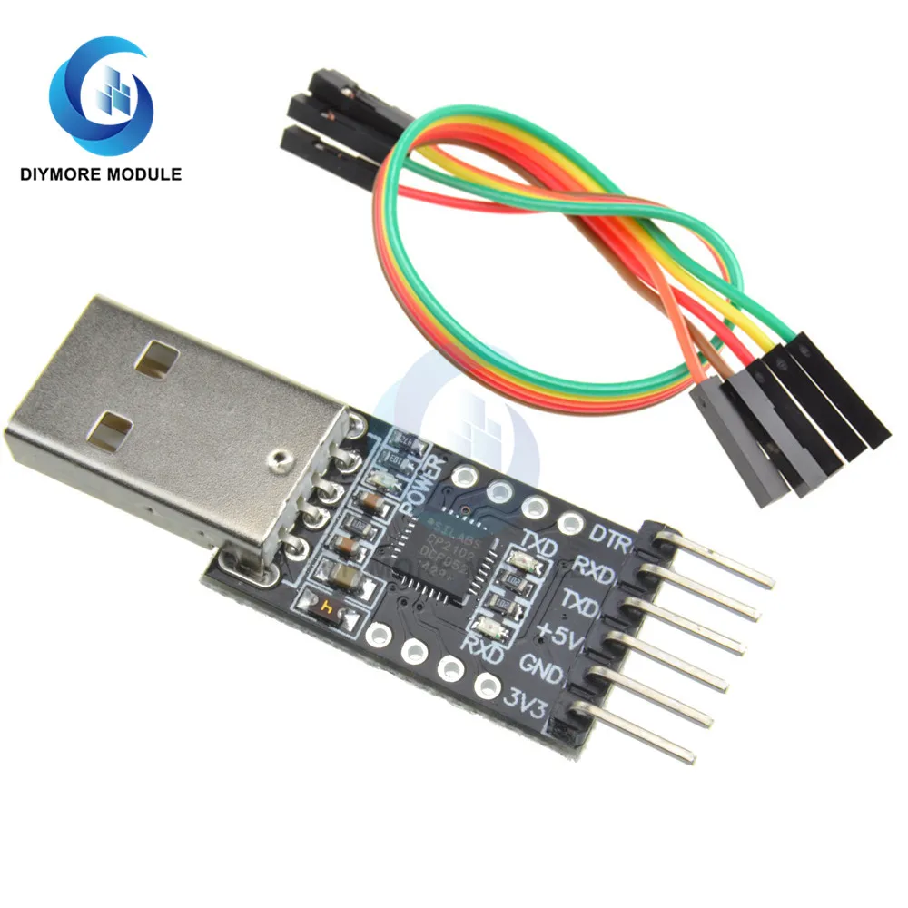 USB 2.0 to UART TTL CP2102  Connector Converter Adapter 6 PIN with Dupont Line Wire Replace FT232 CH340 PL2303