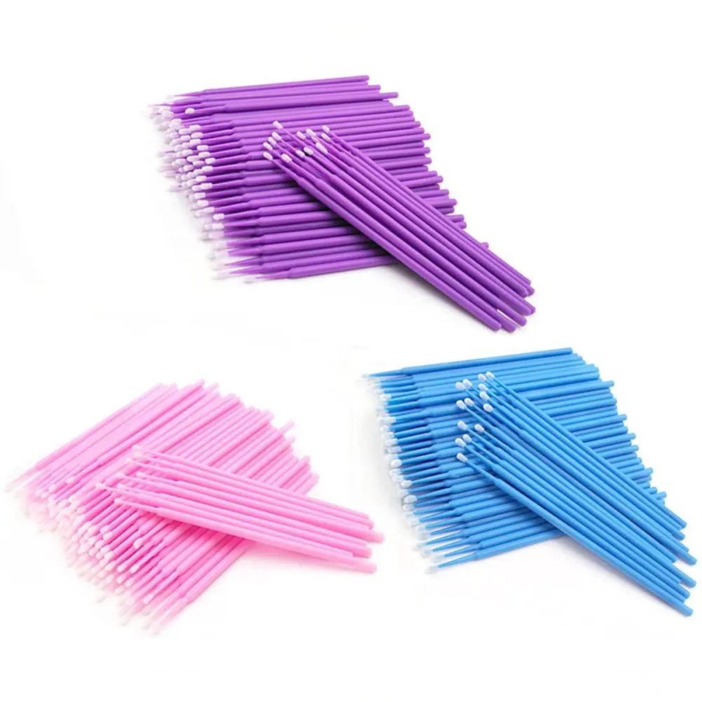 200pcs Disposable Micro Applicators Brush Bendable Mascara Wands Micro Fiber Lint Brush for Makeup Eyelash Extensions Tool