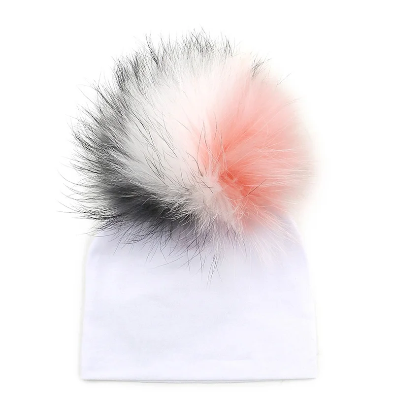 GZHILOVINGL New Arrival 2018 New Born Hat Spring Autumn Ins Fashion Solid Soft Cotton Baby Boys Girls Beanie Fur Pom Pom Hat