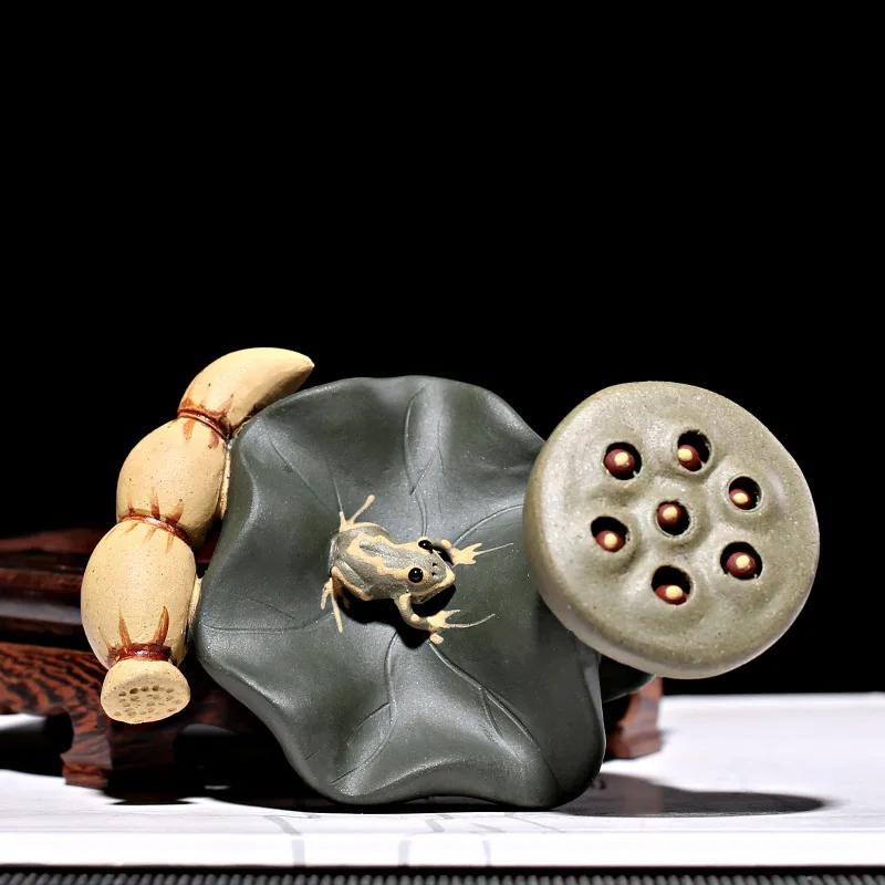 PINNY Purple Clay Lotus Seed Pot Holder Tea Pet Ceramic Tea Ceremony Ornaments Zen Zen Creative Ornaments Figurines