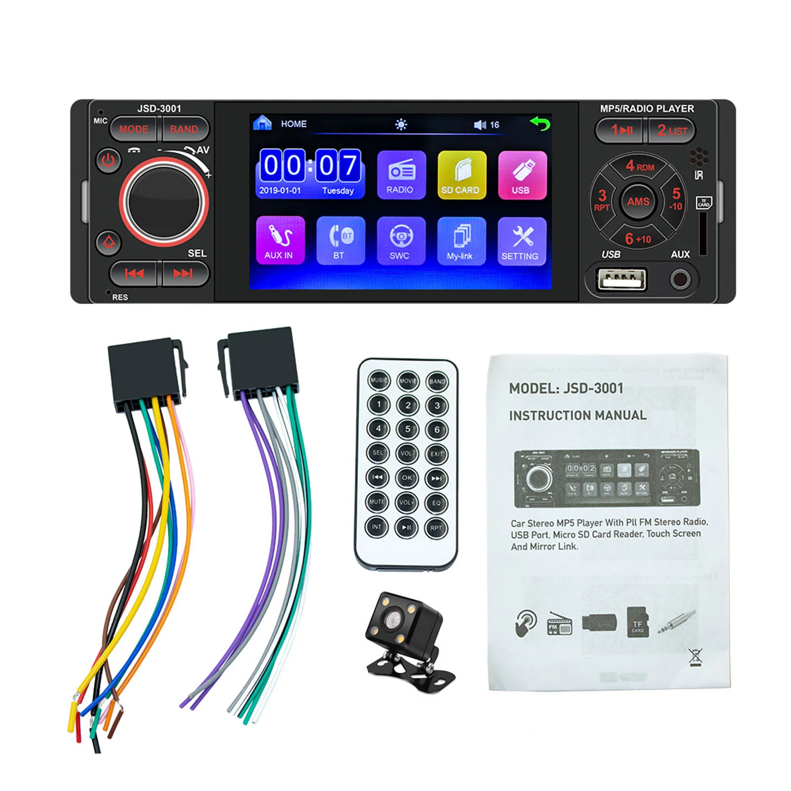 Auto Stereo Radio 4 Inch Bluetooth Touch Screen 1 DIN Car MP5 Player Support Reversing Image For Auto Replacement Parts