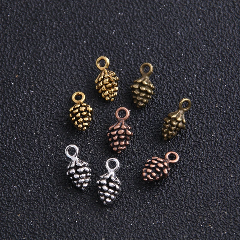 18pcs Four color Metal Alloy 5*7*14mm Lovely Christmas Pineal Vintage Pendant Charms Jewelry Components Finding