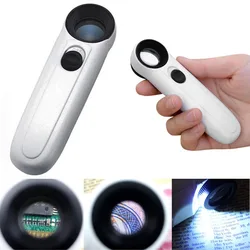 1 PC Handheld 40x Magnifier Magnifying Glass  LED Light Handheld Magnifier Loupe Acrylic Lens Glass Loupe Jewelry Repair Tool