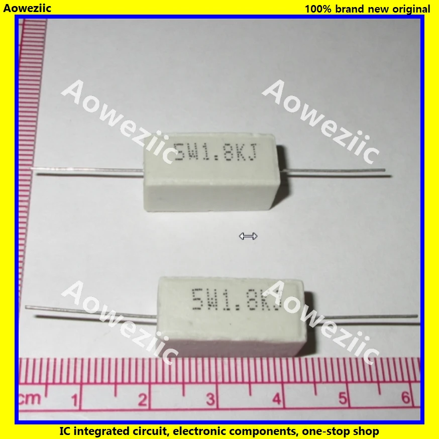 10Pcs RX27 Horizontal cement resistance 5W 1.8K ohm 1.8K RJ 5W1K8J 1800R 1800RJ Ceramic Resistance precision 5% Power resistance