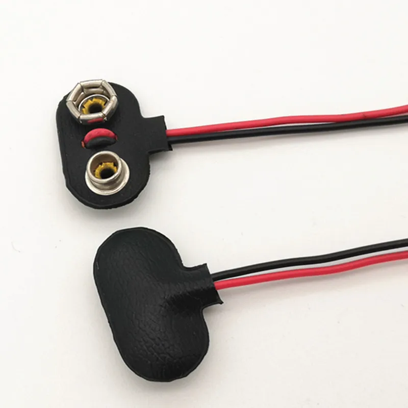 50pcs/lot  9V Battery Connector Snap Clip Power Adapter T-type 9 V Dual Wire Holder Cable 9Volt 15cm Lead Socket Plug Buckle