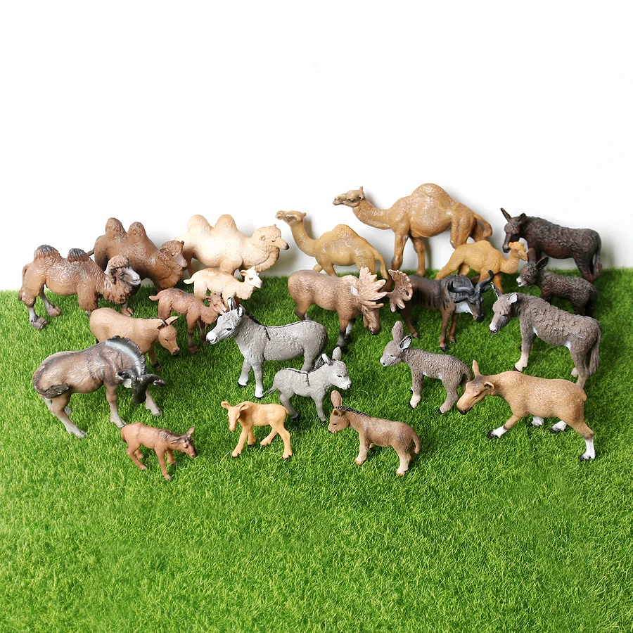 Realistic Forest Animal Toy Model Moose Wildebeest camel Donkey  Decoration Collection Learning Educational Figurine for Kids