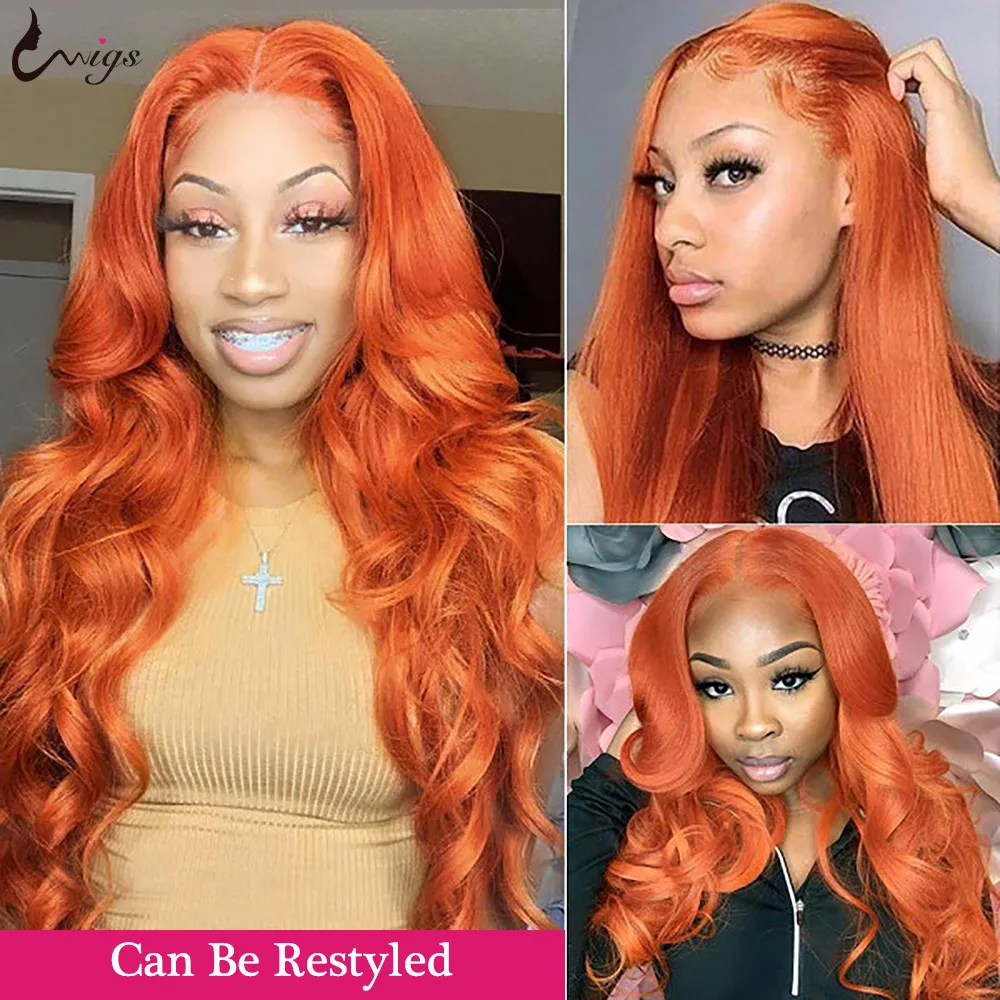 Ginger Human Hair Bundles With Closure Colored Red Body Wave 3/4 Bundles With Closure Brazilian Hair Weave Bundles with Closure