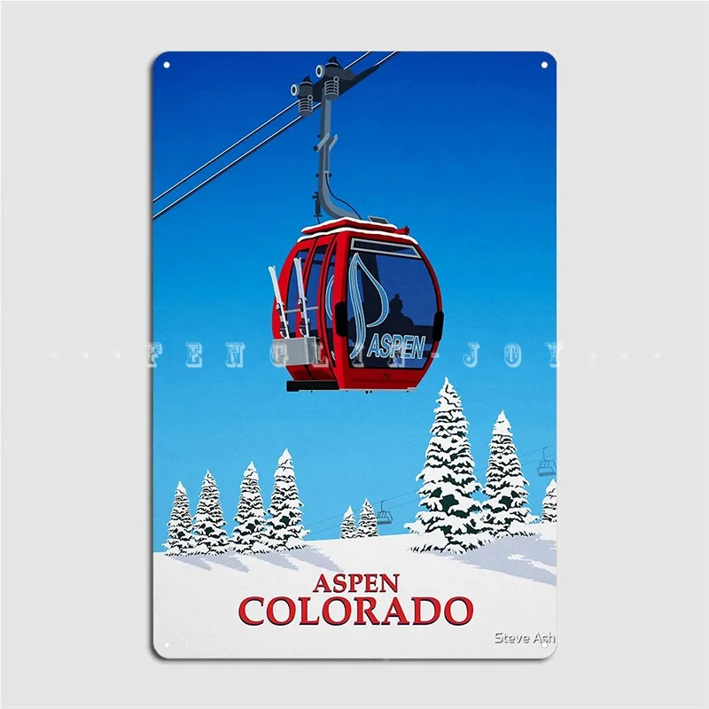 Aspen Ski Resort Poster Metal Plaque Wall Cave Designing Cave Pub Plaques Tin Sign Posters