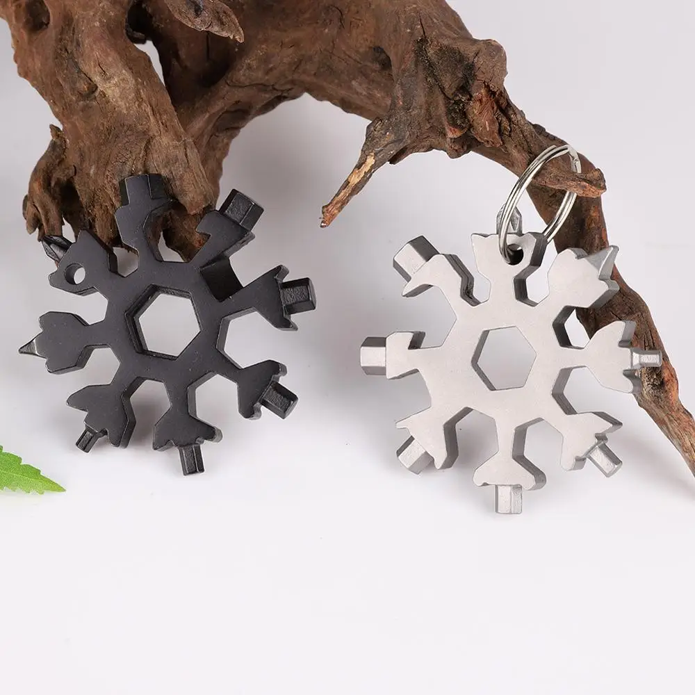 Snowflake Multi-tool Card Combination, Chave de fenda compacta, Gadget de aço inoxidável, EDC, 18 em 1