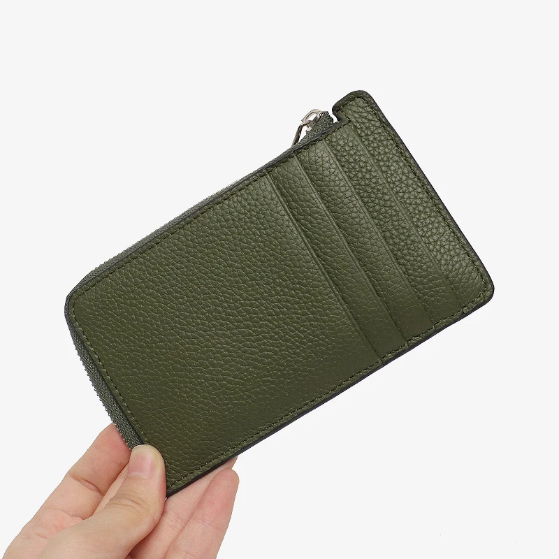 SC Genuine Leather Card Holder Women Luxury Multi Pockets Small Wallet Zip Money Bag Portable Cowhide Coin Purses Contrast Color