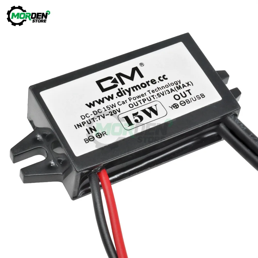 DC-DC 12V Ke 5V Konverter Daya Mobil 3A 15W Micro Mini USB Adaptor Output Catu Daya Tegangan Step Down Panas Rendah Perlindungan Otomatis