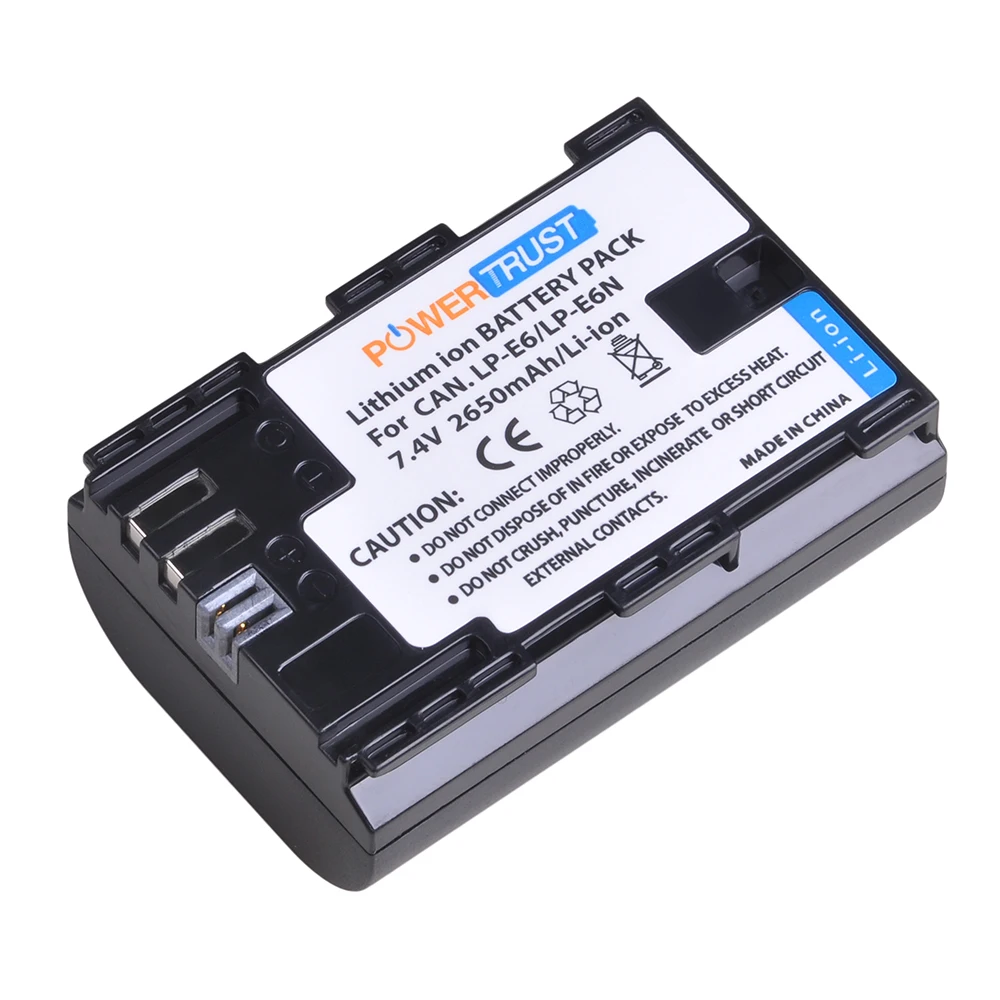 1x 2650mAh LP-E6 LP E6 LPE6 LP-E6N Camera Battery for Canon EOS 5DS 5D Mark II Mark III 6D 7D 60D 60Da 80D DSLR EOS 5DSR