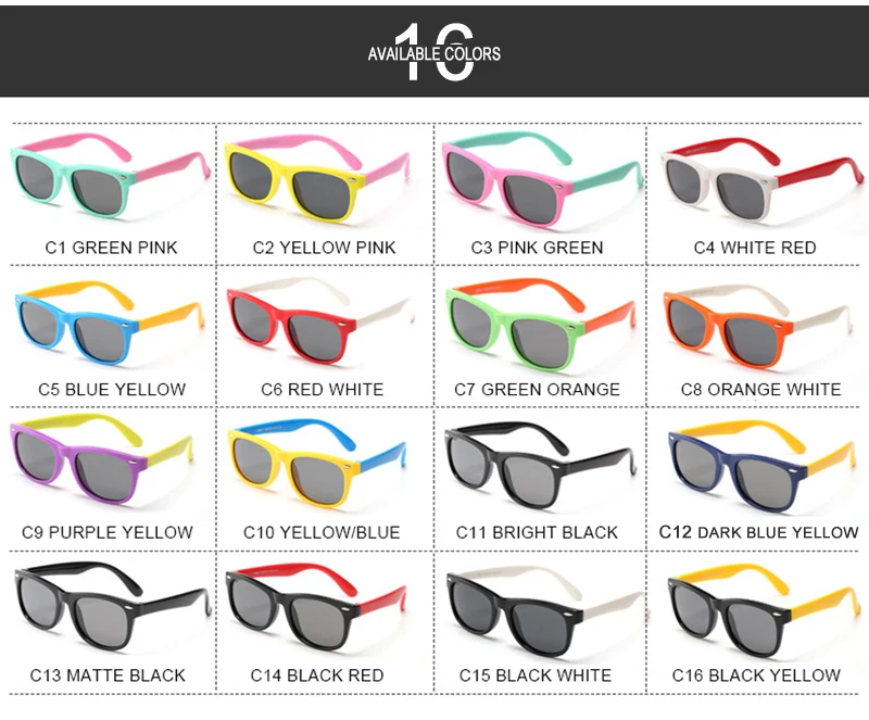 Fashoin Kinder Polarisierte Sonnenbrille Jungen Mädchen Vintage Silikon Kinder Sonnenbrille Stilvolle Safty TR90 Brillen Baby UV400 – Detail 9