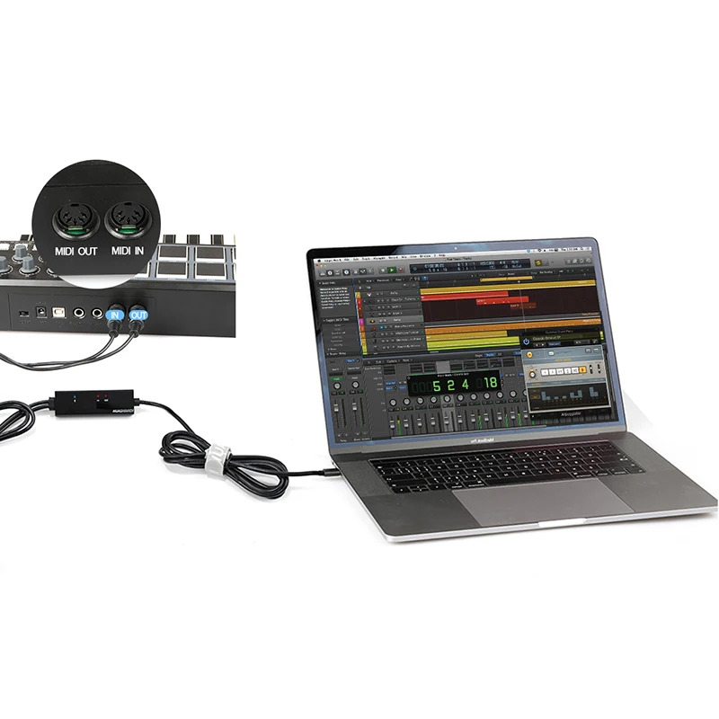 DOREMiDi MTU-11 ميدي إلى USB C نوع C كابل USB ميدي محول مع مؤشر ضوء لالروبوت