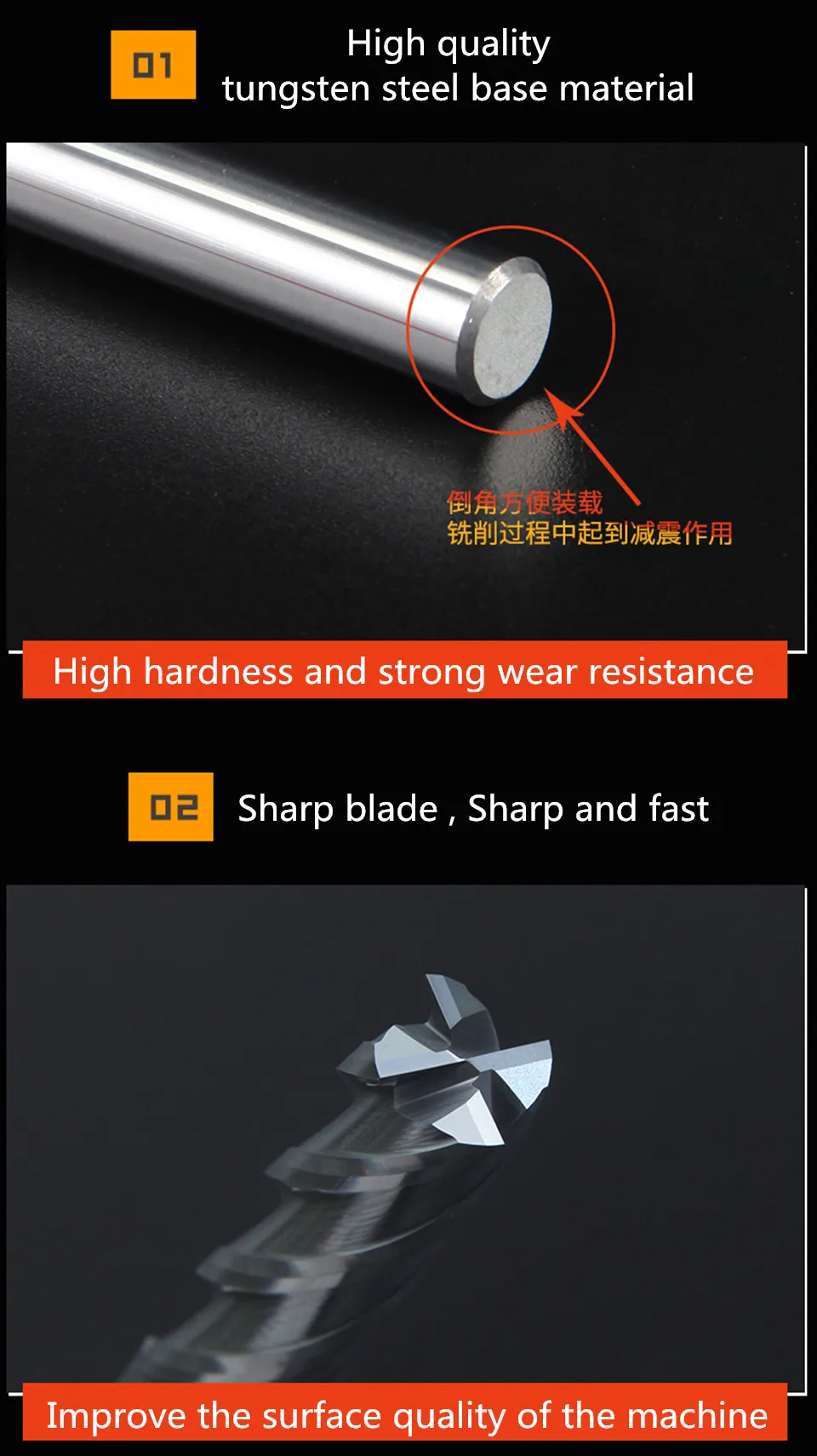 1PC High Quality Cnc Endmill HRC50 4 Flute Metal Cutter 1mm 2mm 3mm 4mm 6mm 8mm 10mm 12mm Alloy Carbide Milling Cutter End Mill