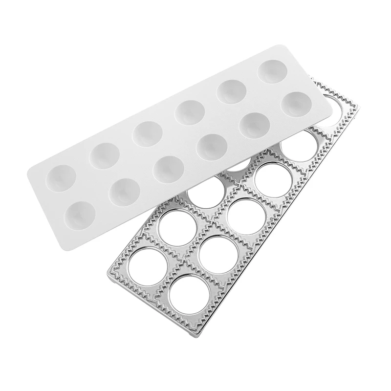 Plastic And Alloy Ravioli Maker 12 Holes Ravioli Mold Tray Pelmeni Pasta Maker Kitchen Aid Pasta Tool Dumplin Mould Press 0116