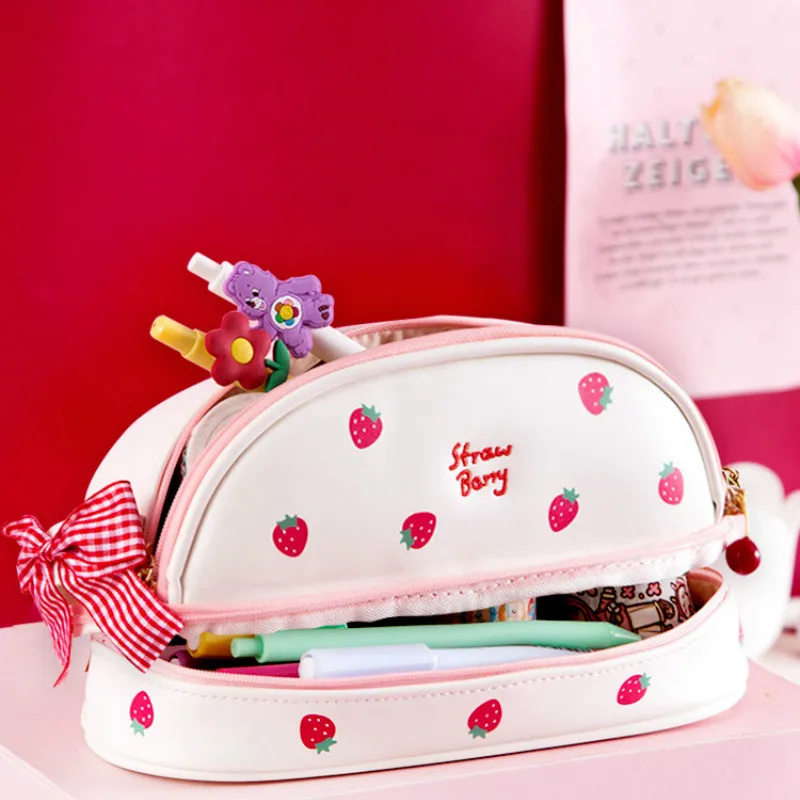 Japanese pencil case Korean simple ins girl cute net red salt pencil pencil case Kawaii large capacity pencil case