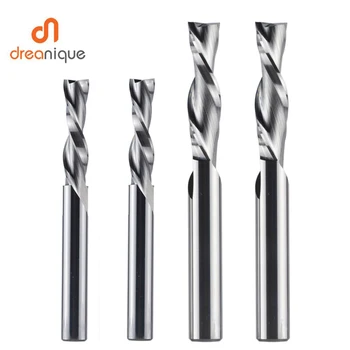Dreanique 1pc מוצק קרביד כרסום קאטר 3.175 4 6 8mm 2 חליל ספירלת קצת הנתב קרביד סוף מיל עץ MDF למטה לחתוך