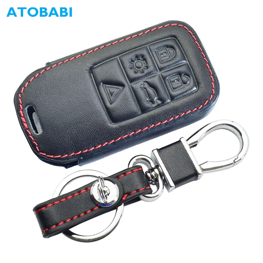 Leather Car Key Cover For Volvo XC70 XC60 V70 V60 S80 S60 V40 Keychain Holder Smart Keyless Remote Control Fobs Protector Cases