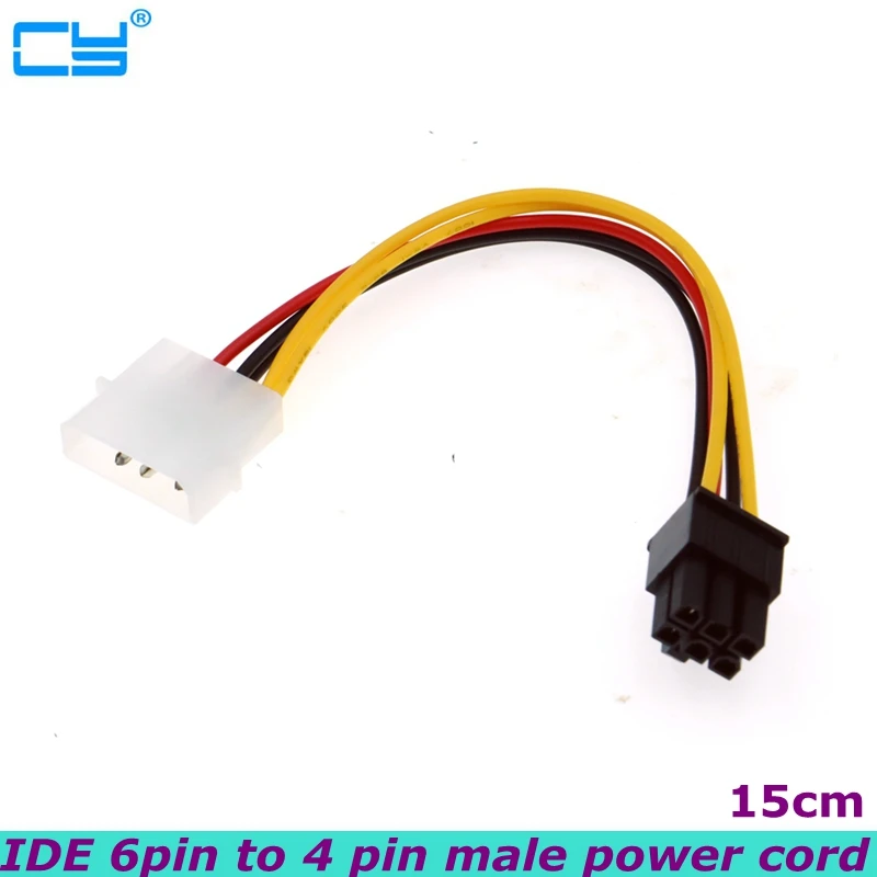 0.15m IDE 4 Pin Molex to 6 Pin PCI-Express PCIE Video Card Power Converter Adapter Cable Power Cord Inside the Computer Case