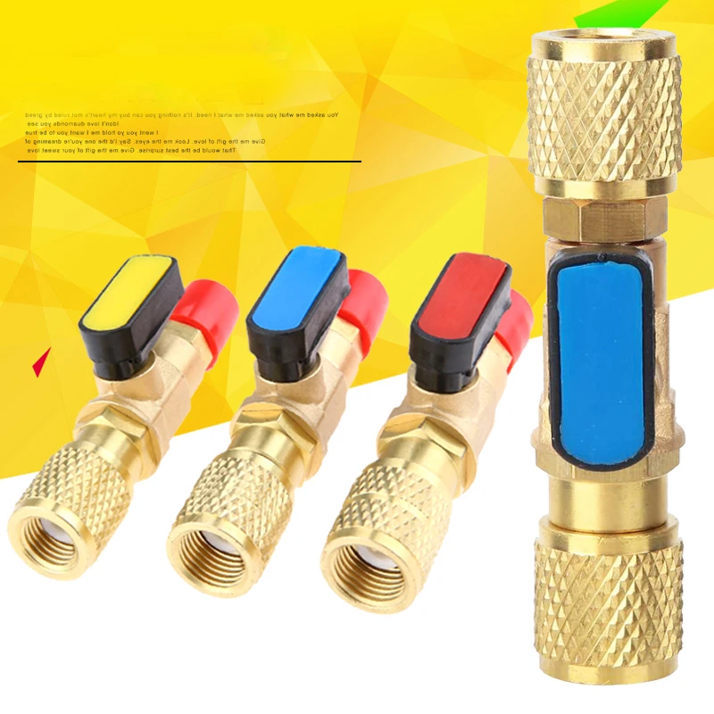 

Air Conditioner Refrigerator Fluoride Safety Valve Brass Small Ball Valve 1/4 SAE Refrigerant Valve