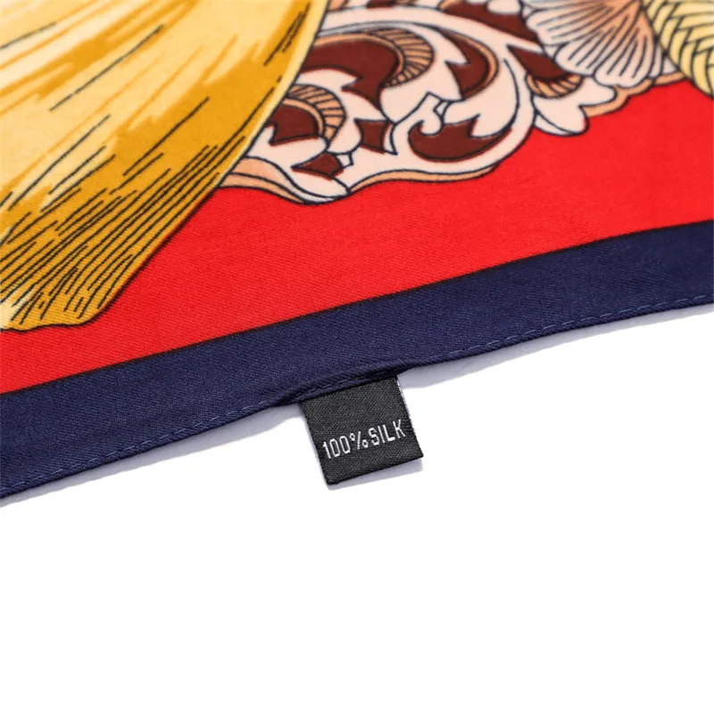 POBING Silk Scarf Women Large Shawls Palace Tassel Stoles Square Bandana Luxury Kerchief Hijab Scarf Female Foulards 130CM