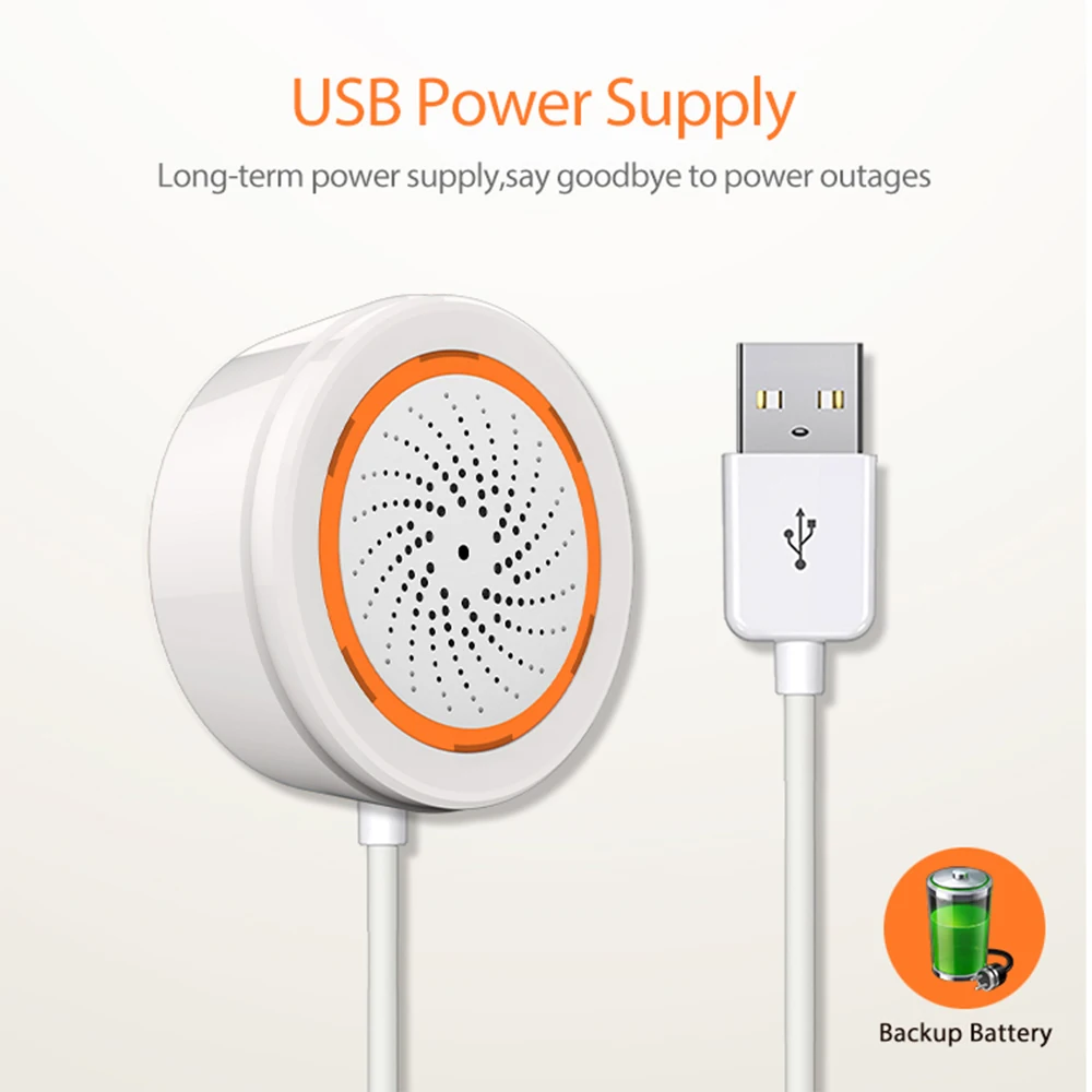 Coolcam Tuya Zigbee Smart Siren Alarm dla bezpieczeństwa w domu z alarmami stroboskopowymi Obsługa kabla USB Power UP Współpracuje z inteligentnym koncentratorem TUYA