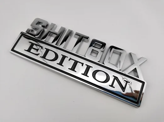 3D Silver ABS SHITBOX EDITION Emblem Auto Trunk Fender Badge Decal Stickers Car Accessories