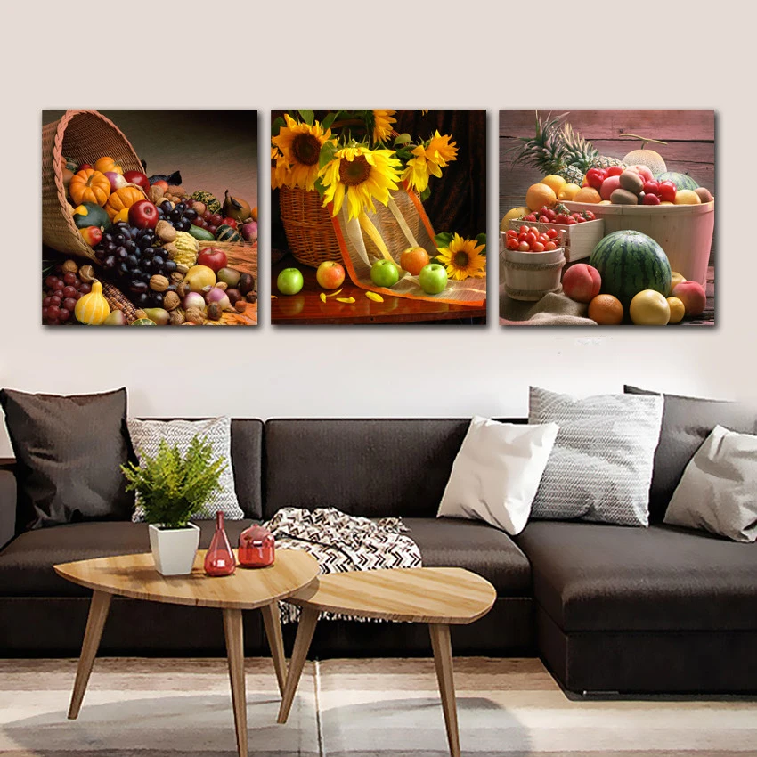 

3 Pieces Restaurant Fruits Posters Wall Art Canvas Picture Home Decor Decorative Paintings for Living Room Bedroom Decoration