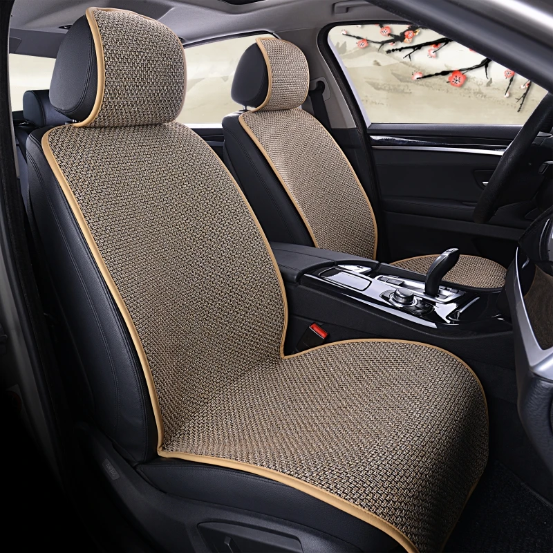 Flax Car Seat Cover Automobile Big Size Linen Seat Cushion Pad Mat Washable Protector with Backrest for Auto Truck Suv Van