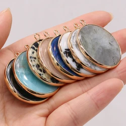 Natural Stone Gem Crystal Agate Round Pendant Handmade Crafts DIY Necklace Bracelet Earrings Jewelry Accessories Gift Making