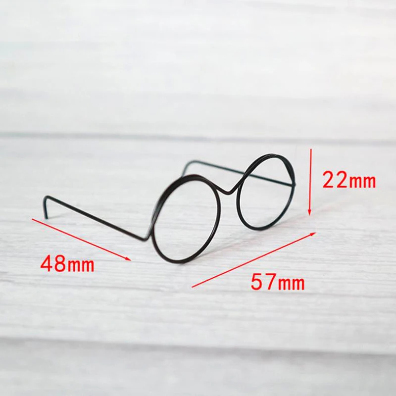 10Pcs Fashion Round Frame Lensless Retro Cool Doll Glasses For Doll 30cm Round Frame No Lens Retro Cool Doll Glasses Black