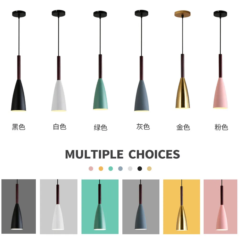 Lampes suspendues nordiques lampes suspendues modernes minimaliste lumière Simple lampe multicolore 3 têtes pour cuisine salle à manger café bar